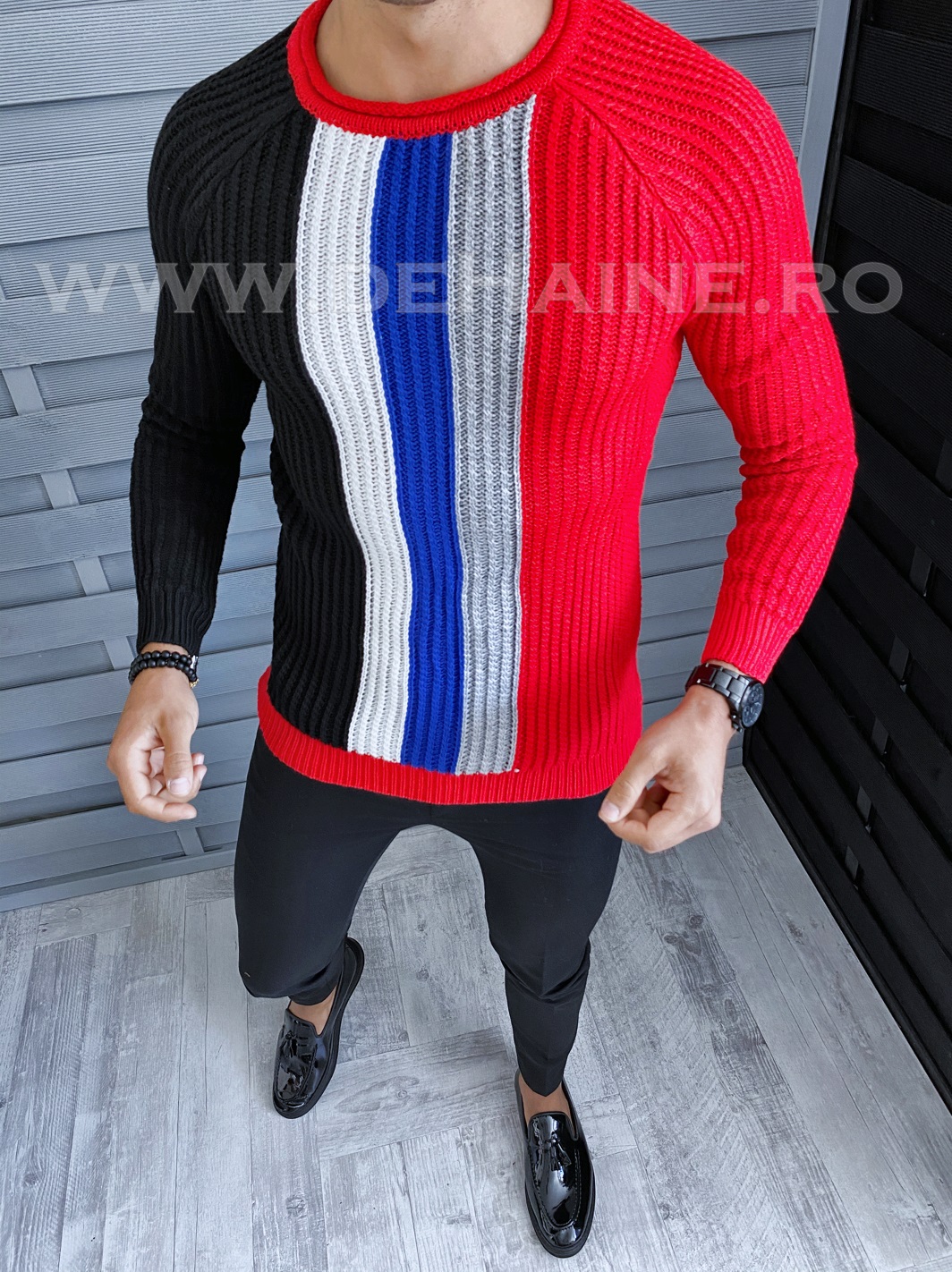 Pulover barbati gros slim fit rosu t3578 i17-2*